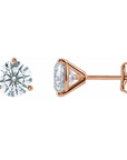 3 Prong Round Studs - 3 CT